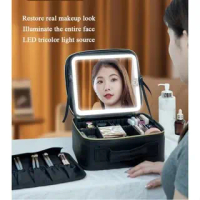 Mirror Makeup Pouch / Tas Make Up Kosmetik Lampu LED / Tas LED Makeup Artist / Tas Kosmetik LED Kapa