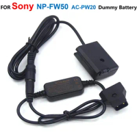 AC-PW20 NP-FW50 DC Coupler Fake Battery+D-TAP Dtap 12-24V Step-Down Power Cable For Sony a7 A7000 A6000 A5000 RX10 ZV-E10 NEX5