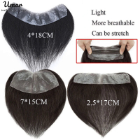 Thin Skin Base Natural Hairline  Front Men Toupee Human Hair Piece For Men V Style Front Toupee Wig 