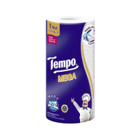 【TEMPO】極吸萬用3層捲筒廚房紙巾Mega/88張共12捲入/箱購(萬用紙巾/廚房料理必備/食安認證/擦手紙)