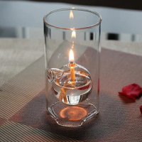Glass Oil Lamp Creative Home Decor Handmade European Candlelight Dinner Romantic Cylinder Smokeless Oil Lamp Wedding Decor