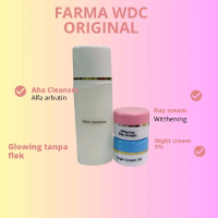 Farma WDC Original AHA Cleanser Alfa Arbutin Day Cream Whitening & Night Cream 5% untuk Kulit Glowin