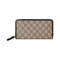 Gucci GG Emblem Zip Around Long Wallet Beige Black Nude
