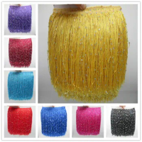 YY-tesco 10 Meters 20cm Wide Lace Fringe Trim Tassel Fringe Trimming For DIY Latin Dress Stage Clothes Accessories Lace Ribbon