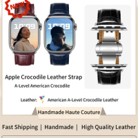 HotSale TopQuality Genuine Crocodile Strap for Apple Watch Bands Ultra 8 7 6 SE 5 4 3 44mm 40mm iWatch Butterfly Buckle Bracelet