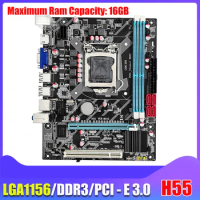 H55 PC Mainboard 16GB Memory Desktop Motherboard DDR3 RAM LGA 1156 Computer Motherboard SATA2.0 I3 530 I5 750 660CPU