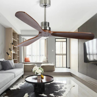 Ceiling Fan 42/52 Inch Industrial Vintage Ceiling Fan without Light Nordic Simple Wooden Ceiling Fan with Remote/Wall Control