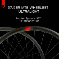 Flyweight MTB Wheelset, Carbon Hookless Wheels, Micro Spline, Mountain Bike, XC Width, 27.5er MS, 15*100, 12*142, 650b
