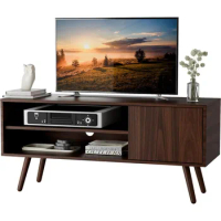 TV Stand for 50 Inch TV, Mid Century Modern Entertainment Center with Storage Cabinet, TV Media Console for Living