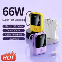 50000mAh Mini Power Bank 66W Super Fast Charging External Battery Charger for iPhone Samsung Huawei PD 20W Fast Charge Powerbank