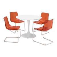 DOCKSTA/TOBIAS 餐桌附4張餐椅, 白色 白色/棕色/紅色, 103 公分