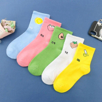 Kaos Kaki Pria Wanita Motif Buah Buahan Kaos Kaki Panjang Japanese Fashion Import COD  Pendek Bunga 