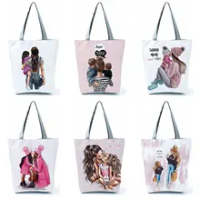 น่ารักการ์ตูน Super Mama พิมพ์ Tote กระเป๋าเดินทางไหล่กระเป๋าแม่เด็กพับผู้หญิงลำลองกระเป๋าถือ Eco Reusable Shopping กระเป๋า