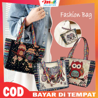 MALL Tas ToteBag Wanita Fashion Retro Korea Dengan Resleting Tas Bahu Kanvas BAG01 Plastik Tote Canv