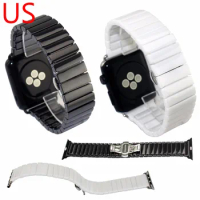 Ceramic Watchband for Apple Watch Series 5 4 3 2 1 Strap Butterfly Buckle Ceramic Links Bracelet for iWatch Band 38 40mm 42 44mm