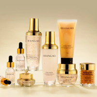 Set Penjagaan Kulit, Beilingmei Emas Mewah, 9 Keping, Menghidrat, Penjagaan Muk   Soap Toner Wajah s