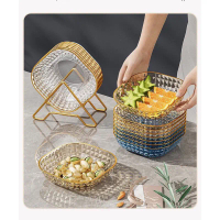 DNICE Set Piring Makanan Diamond dan Tatakan Rak Gold 4/6 Piring+1 Tatakan
