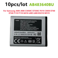 10pcs/lot Battery AB483640BU 880mAh For Samsung J600 J608 C3050C S7350C F619 C3050 E740 E748 F110 F118 G618 L600 L608 B3210 M519
