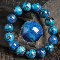 稀有級-硅化瓦藍鳳凰石手鏈女男款 孔雀石手串 水晶飾品 異象紋路