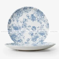 PRUMU Piring Motif Melamin Kecil 7 Inch (17.6 cm) Coupe Plate untuk Kue, Dessert - P7807KB Blue Orie