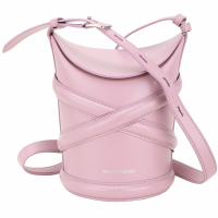 Alexander McQueen The Curve 牛皮翻蓋斜背水桶包(粉紫)