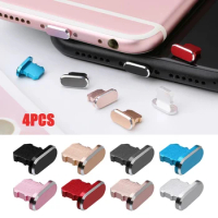 4pcs Metal Anti Dust Plugs Charger Dock Plug for Apple IPhone 14 13 12 11 Pro Max IPad AirPods Apple Series IOS Port Cap Covers