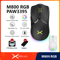 Chuột Gaming Không Dây DELUX M800 RGB Sensor PAW3395 Cao Cấp| LED RGB Custom| Chính Hãng 100%| ENJOY