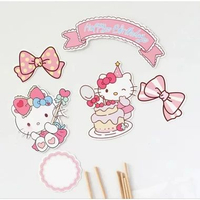 Cake Topper My Melody & hello kitty,Topper kertas Tusuk Hello kitty Dekorasi Kue Ulang Tahun Hello K