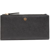【TORY BURCH】EMERSON防刮皮革對開式長夾(黑)