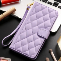 Checkered Leather Case For Sony Xperia 1 10 V II 5 IV III Wallet Card Slot Flip Book Case Cover With Lanyard Coque Funda Capa