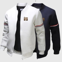 THE WALKING DAD New Spring and Autumn Men Flight Jacket Round Collar Solid Cotton Long Sleeves Tracksuits Comfort Versatile Tops