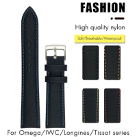 19mm 21mm Nylon Leather Canvas Watch Band 20mm 22mm for Omega Seamaster 300 At150 Planet Ocean Tissot CASIO IWC Longines Strap