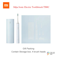 Xiaomi Mijia Sonic Electric Toothbrush T500C Wireless Induction Charging Waterproof Gift Package with Storage Box 4 Brush Head