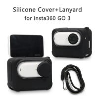 For Insta360 GO 3 Silicone Case for Insta360 Go 3 Action Camera Protective Cover Lens Protector Protection Film Lanyard Strap