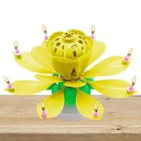 Lotus Candle Birthday Creative Rotating Musical Candle LED Festive Effect Solid Paraffin Unique Singing Candles