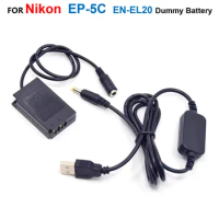 EP-5C Coupler EN-EL20 ENEL20 Fake Battery+EH5 Power Bank USB Cable For Nikon 1J1 1J2 1J3 1S1 1AW1 1V3 p1000 DL24-500 COOLPIX A
