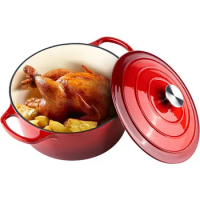 Enameled Dutch Oven Pot with Lid,Cast Iron Dutch Oven with Dual Handles for Bread Baking,Cooking,Nonstick Enamel Coated Cookware