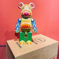 Bearbick 400% Be@Rbrick カリモク Fragment Design Haroshi Vertical Carved Wood Rainbow Wave Bear Wooden Collectible Figure