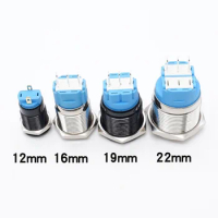 12/16/19/22mm Metal Push Button Switch Waterproof Momentary Latching Power Switch No LED Start Stop On/Off High Head Flat Head