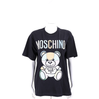 MOSCHINO 泰迪熊拼布寬鬆版黑色短袖TEE T恤(女款)