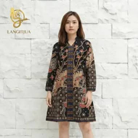 LANGITJUA - Andina 03 Tunik Batik Handprint Kerah Shanghai Lengan Balon Busui Friendly Size M L XL X