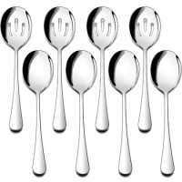 4 Large Serving Spoons 4 Slotted Silvery Serving Spoons Stainless Steel Buffet Dinner Restaurant Serving Spoons Set for Banquet