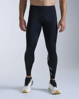 2XU Men Running Core Compression Tights Celana Lari Pria [2XUMA3849BBV] L Black/Silver