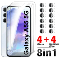 8-in-1 Tempered Glass Screen Protector For Samsung Galaxy A55 SamsungA55 GalaxyA55 A 55 55A 5G 6.6in Camera Lens Protective Film
