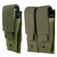 2PCS 9mm Pistol Mag Pouch Molle Single/Double Magazine Pouch Military Hunting Flashlight Holder Mag Bags for Glock M1911 M9 P226