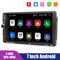 Hands-free MP3 MP5 FM Receiver TF 5-USB 2 Din Car Radio GPS Bluetooth WIFI Mirror Link Multimedia Player Android 10.1 7 Inch