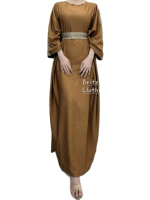 DUBAI - KAFTAN POLOS MIX RENDA + SABUK PASHMINA HIJAB BAHAN SILK TEBAL BAJU LEBARAN MUSLIM, GAMIS ME