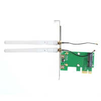 Mini PCI-E to PCIE Network Adapter Wireless WiFi Net-work Card Converter PCI-Express WIreless Card with 2 Antennas
