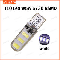 【ลดราคา】หลอดไฟ LED ซิลิโคนกันน้ำ 1 ชิ้น T10 W5W 5730 6SMD ไฟสว่างยาวนาน Canbus LED SKD 1