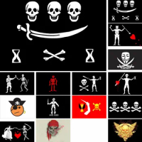 More than 3x5ft flags Large Skull Headband Crossbones Pirates Flag Jolly Roger Roger Hanging With Grommet For Ktv Bar